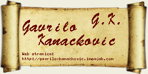 Gavrilo Kanačković vizit kartica